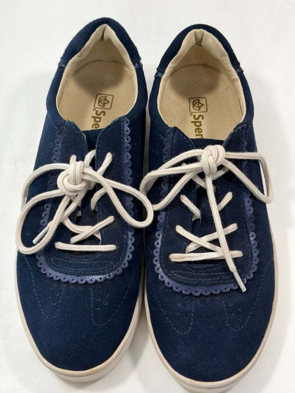 Spenco Women's Camden Suede Scalloped Lace Up Sneakers Peacoat Size 8B - Picture 5 of 8